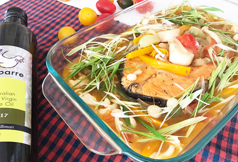 橄欖油煎煮彩紅番茄鮭魚, 橄欖油